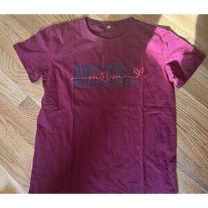 Nwot Burgundy Crewneck S/S T-Shirt Womens Baseball Mom XL